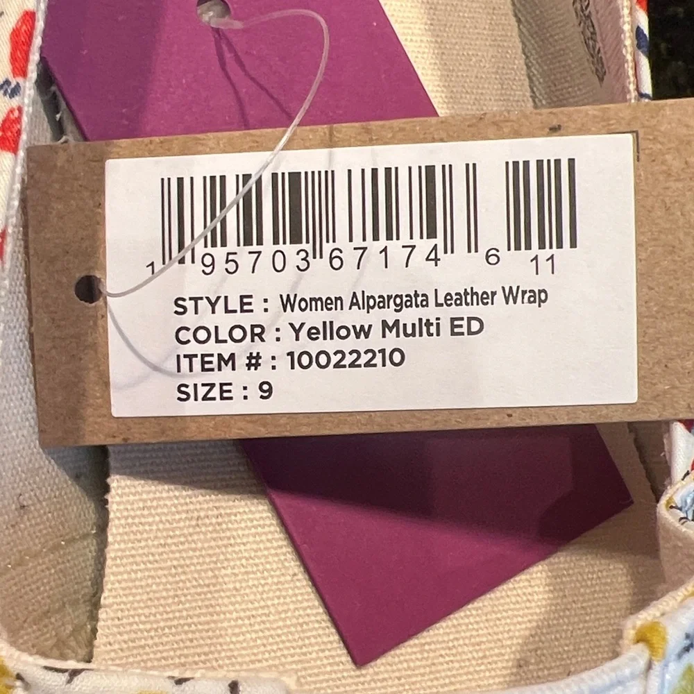 TOMS Alpargata Leather Wrap Yellow Multi Liberty Print - Picture 3 of 6